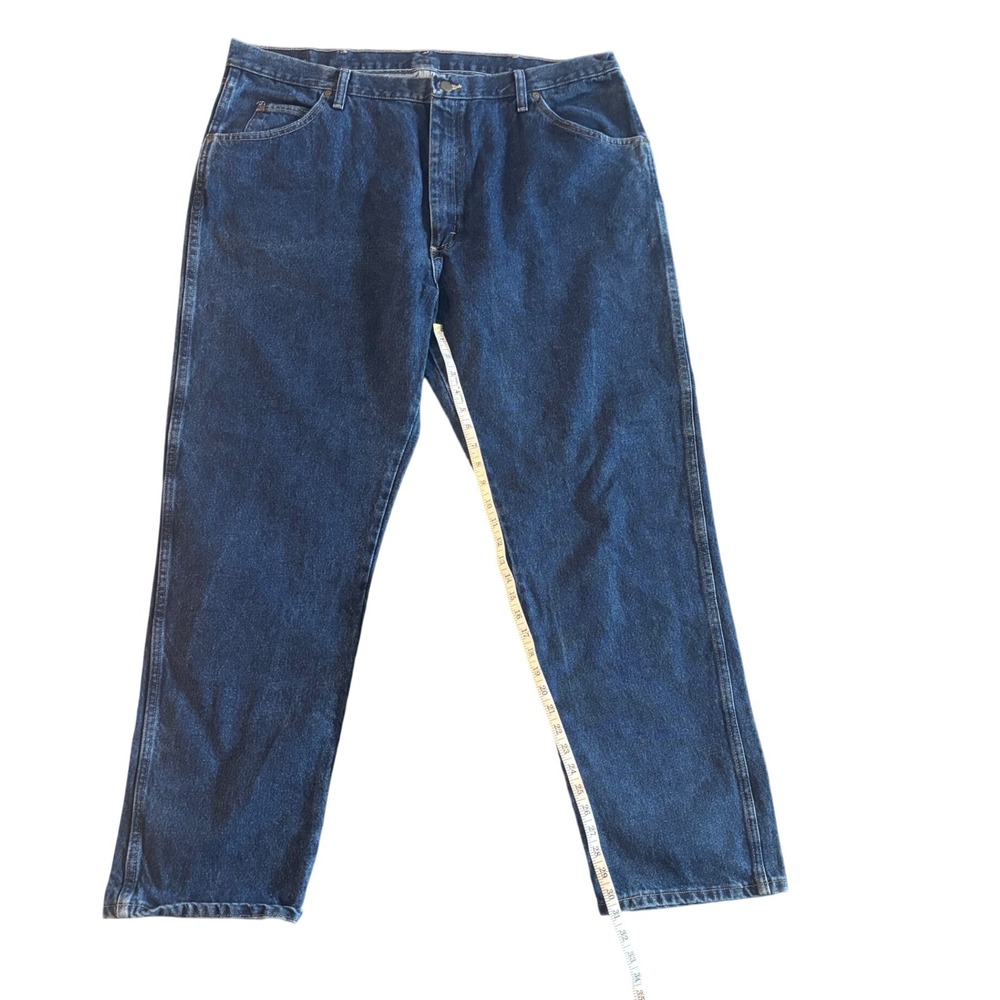 Wrangler Mens Regular Fit Dark Wash Denim Jeans 42x32 Blue Cotton